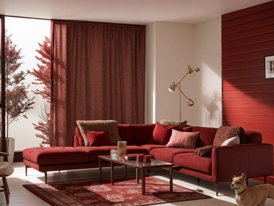 Red themed living room decor