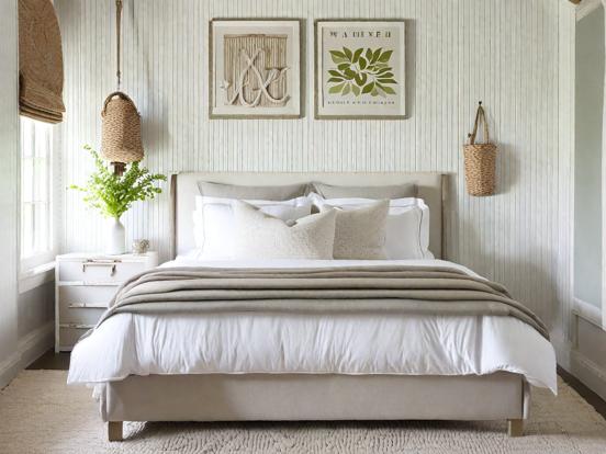 Serene white bed closeup