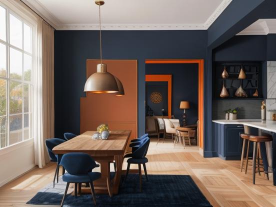 dark blue dining room