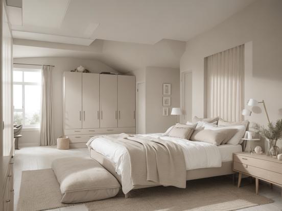 Serene cream bedroom interior