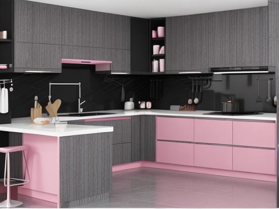 Pink black luxury kitchen closeup