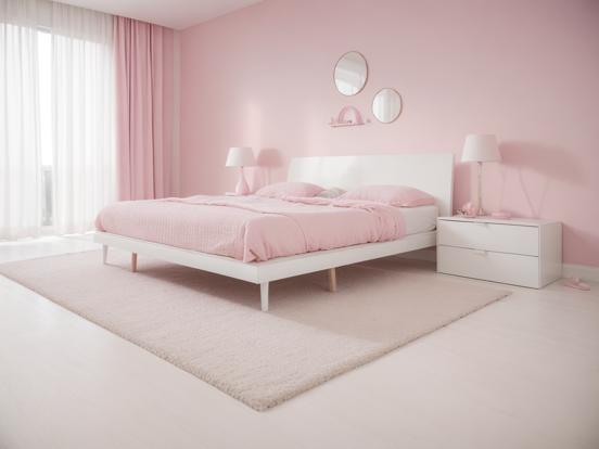 Pink white girly bedroom decor