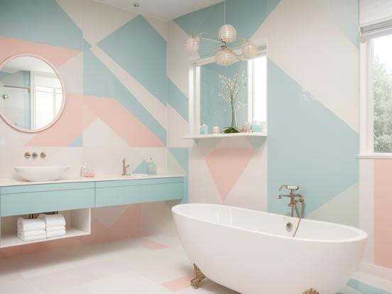 Modern pastel bathtub decor