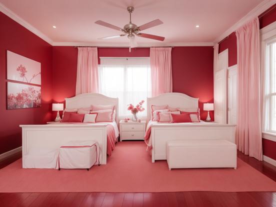 Bright girly twin bed bedroom