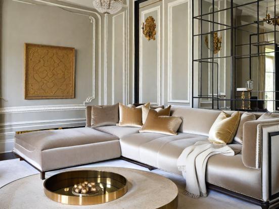 Luxurious gold beige living room