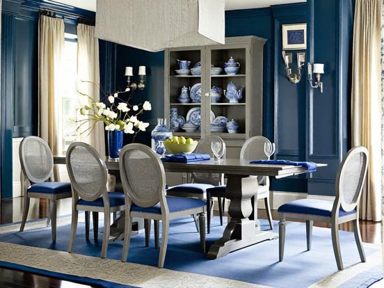 Blue dining room table set