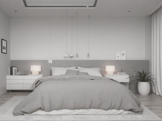 White bed minimalist bedroom