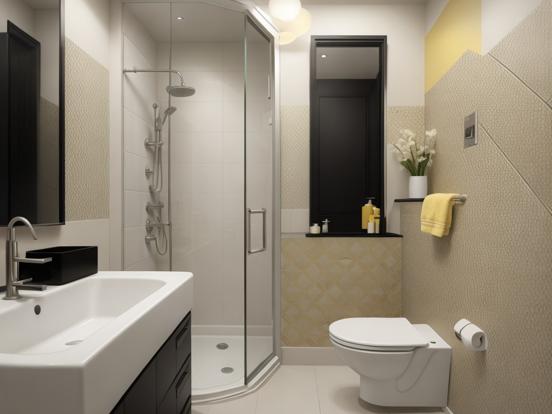 Modern yellow black bathroom