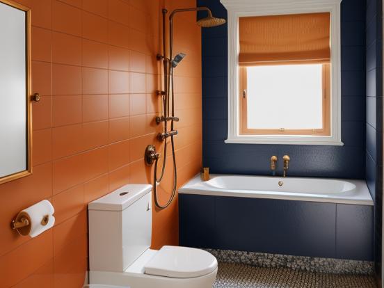 Bathroom with gold cobalt tiles