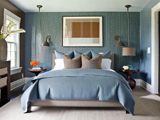 Serene blue grey bedroom decor