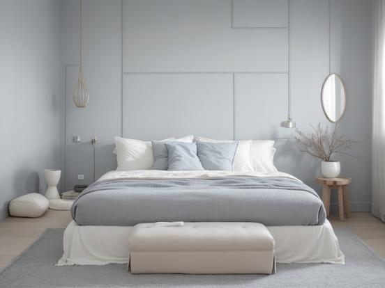 Serene grey blue bedroom