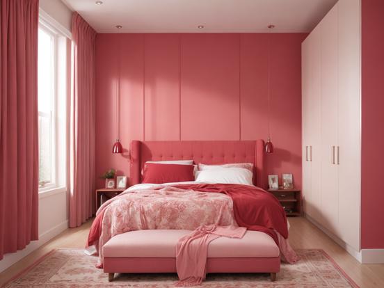 Closeup pink bed girly room