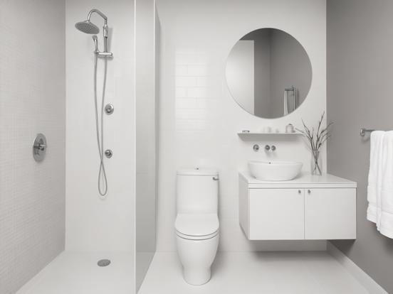 White toilet and sink in bathroom