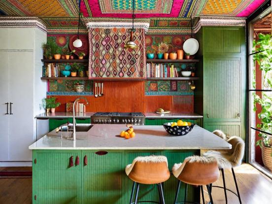 Colorful maximalist kitchen