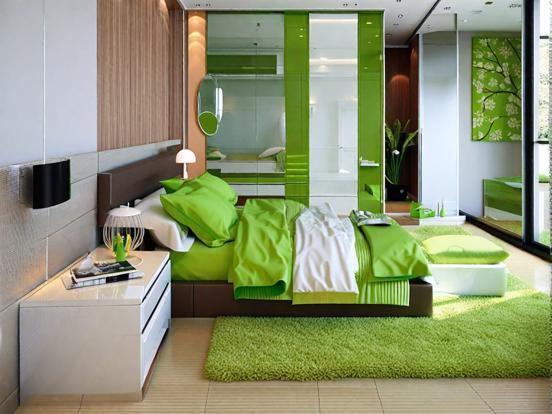 Green themed bedroom decor