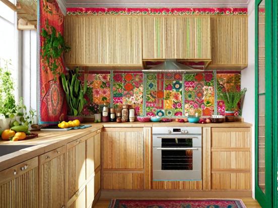 Colorful maximalist kitchen design