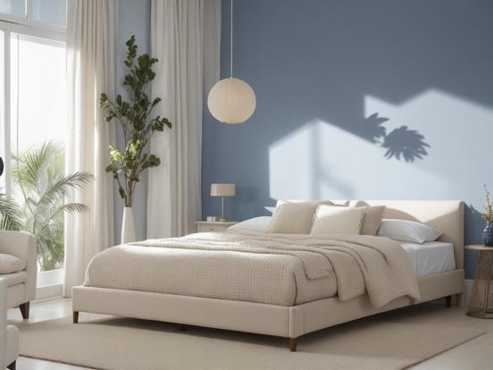 Blue cream serene bedroom decor