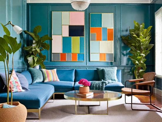 Bright colorful living room decor