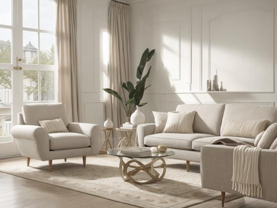 grey and beige living room