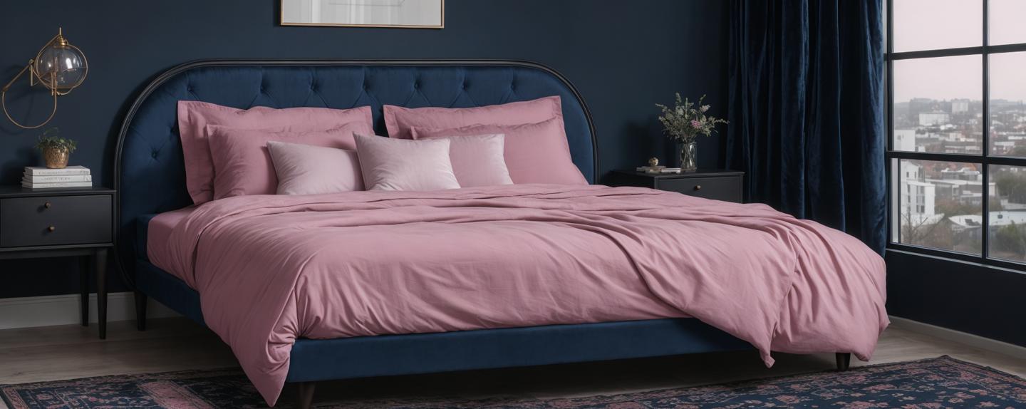 dark blue and pink guest roon