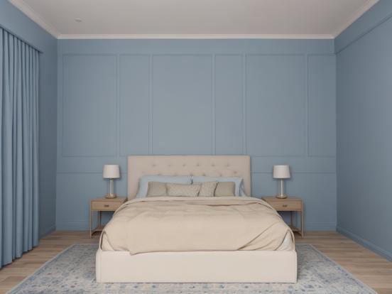 Bright blue bedroom minimalist