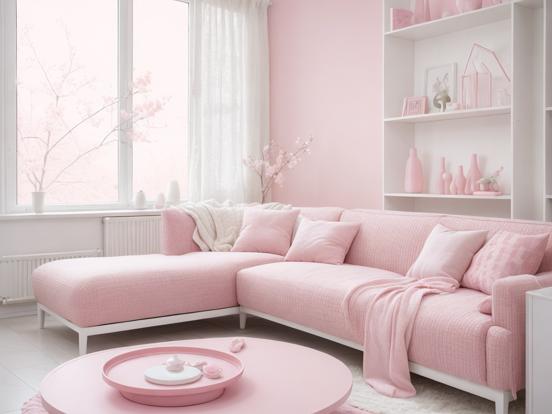 Bright pink cozy living room