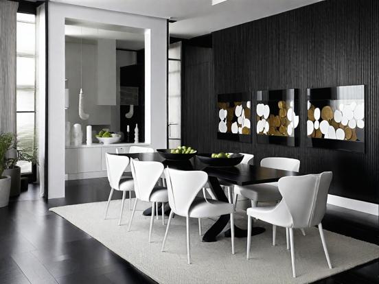 Modern black white dining set