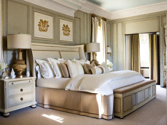 Serene gold beige bedroom decor