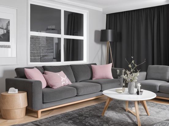 Cozy pink lounge with sofa