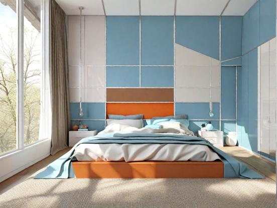 blue and orange bedroom