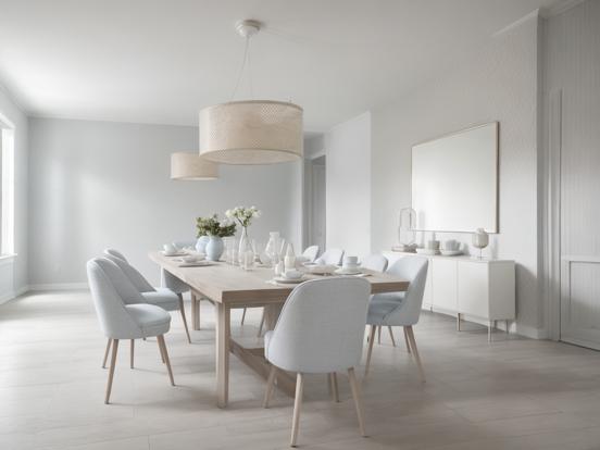 White minimalist dining room