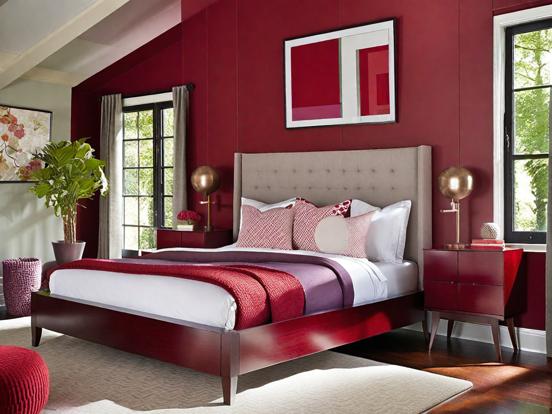 Red white bedroom decor