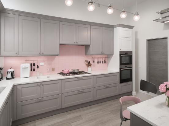 Modern pink kitchen setup