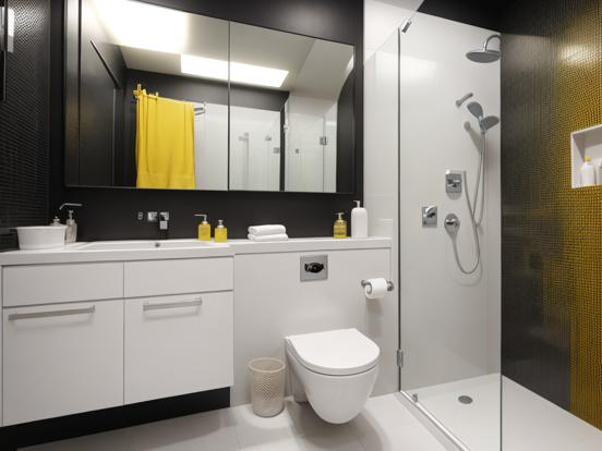 Modern black yellow bathroom