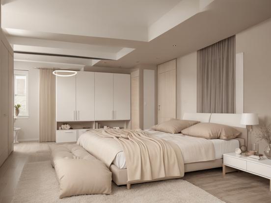 Serene cream bedroom setup