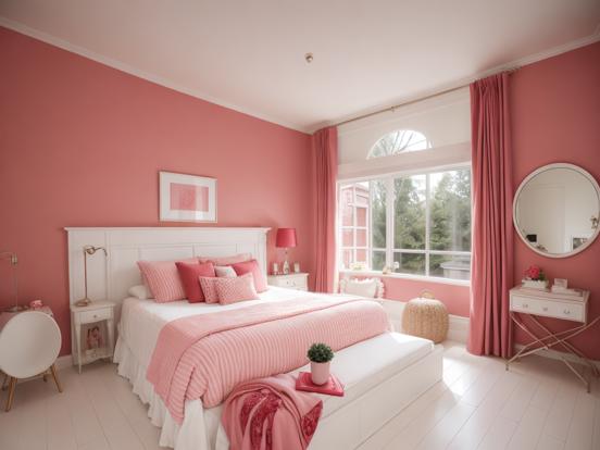 Pink bedroom white furniture