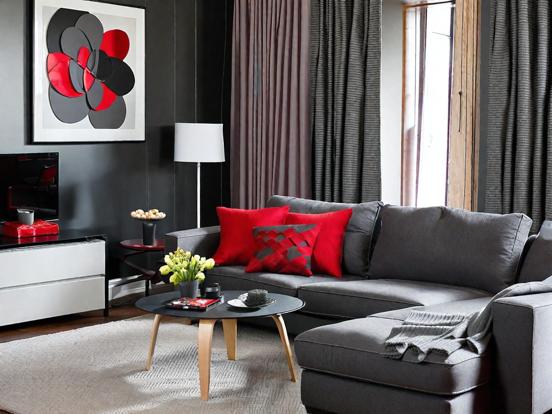 Black, Red, and Gray Living Room Ideas Ideas