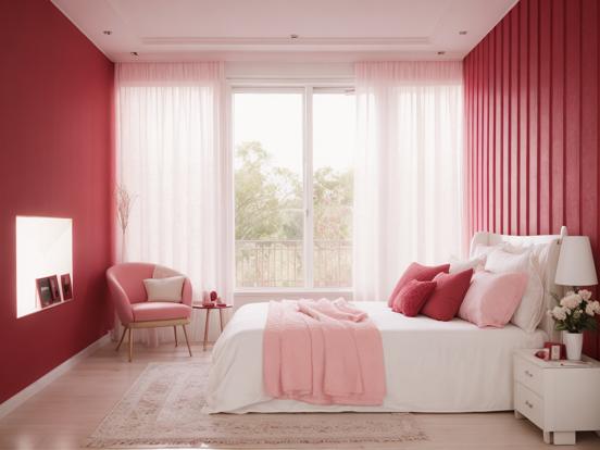 Pink red girly bedroom decor