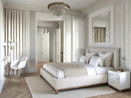 Elegant white baroque bedroom