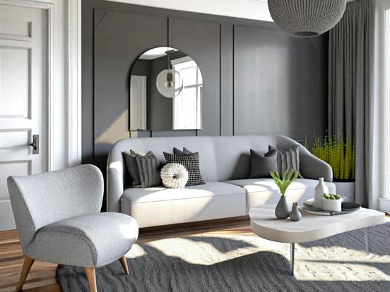 Modern grey living room design