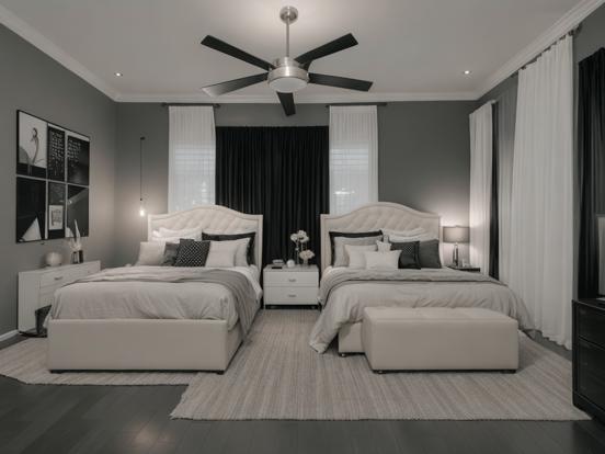 Serene twin bed grey room