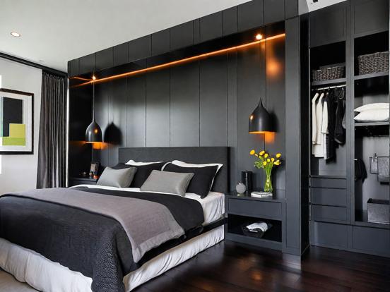 modern dark bedroom