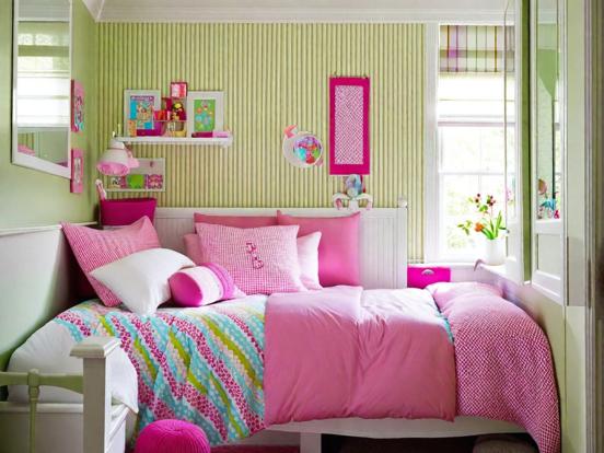 Pink girly bedroom closeup