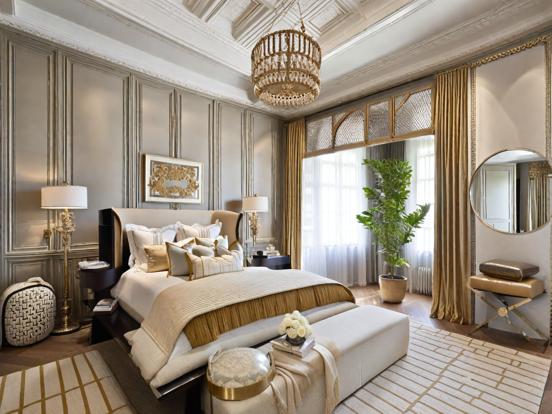 Luxurious gold themed bedroom