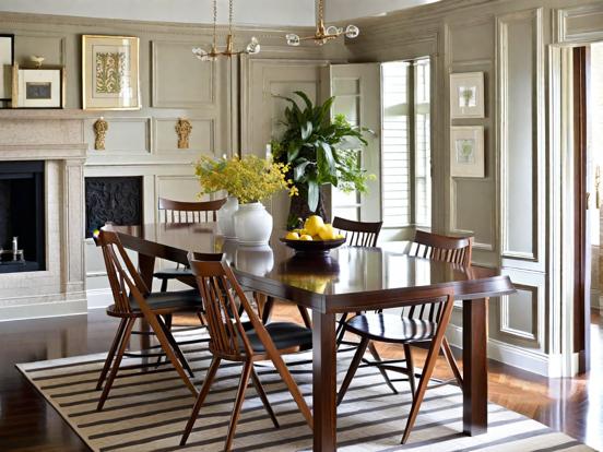 Elegant dining room with fireplace