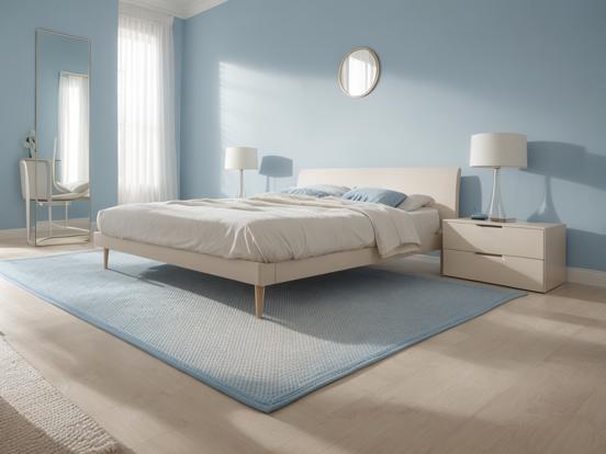 Blue cream serene bedroom decor