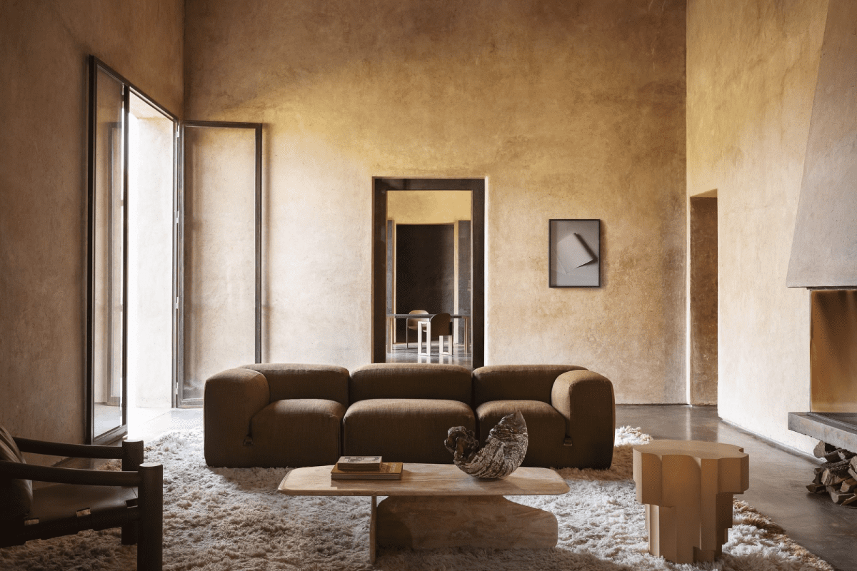 Brown sofa by mario bellini and tacchini for an elegant living room 