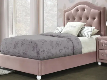 Black Grey and Pink Guest Room bed