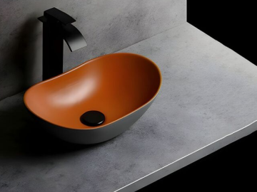 Grey and Orange Bathroom sink