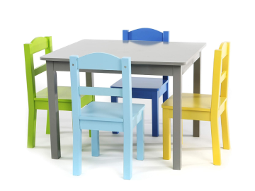 Grey Yellow and Blue Kids Room table